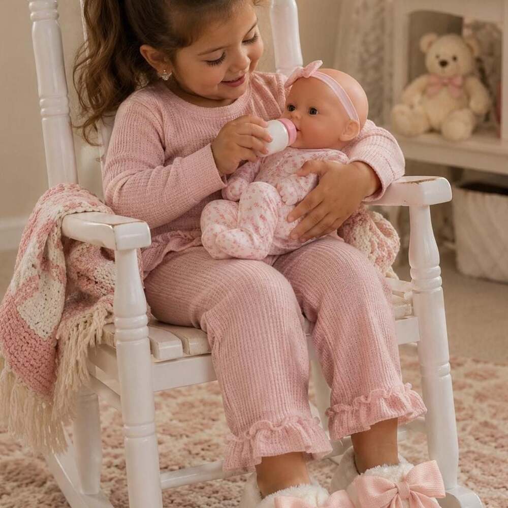 Verdusa White Faux Fur Slippers with Pink Ribbed Bows